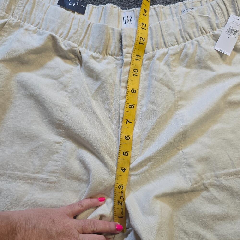GAP Pants Womens Size Large Off White Straight Leg Linen Blend Cropped Casual - Picture 8 of 12